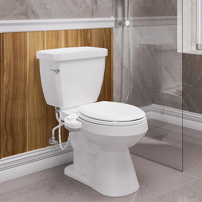 Bidet Toilet Seat Non-Electric,Fits Round Toilets - Soft Close Lid,Quick-Release for Easy Cleaning - Dual Nozzle System with Self Cleaning,Adjustable Water Pressure