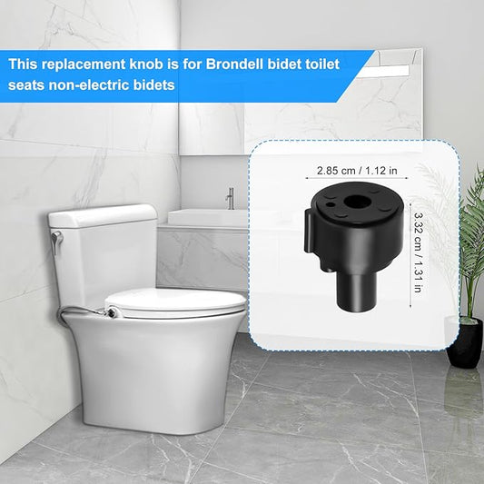BOXOB 2pcs Replacement Knob for Brondell, Sturdy ABS Plastic Non Electric Bidet Knob Fitting, Black, 1.31 inches (L) x 0.47 inches (W)
