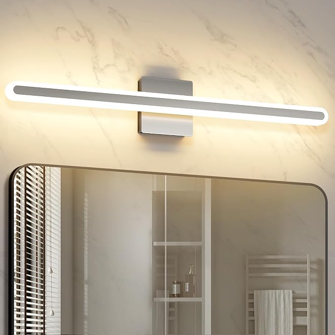 Brushed Nickel Vanity Lights for Bathroom 31.5 Inch LED Bathroom Light Bar | 24W with 5CCT Dimmable, Modern Bathroomakeup Mirror Lights