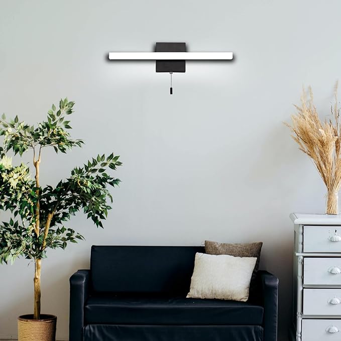 16 Inch Black Vanity Light Bar with Pull Switch 10W Brightness Ideal for Cabinet Lighting Picture Light and Sink Light for Kitchen and Bathroom Applications Modern Design Efficient Lighting