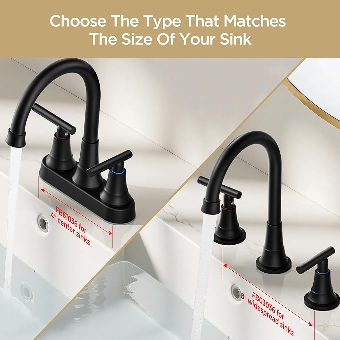 FORIOUS 8 Inch Widespread 3 Hole Bathroom Faucet Black and Gold, Mix Color | FORIOUS Widespread Bathroom Faucet Black and Gold Vanity, Two Handle Black and Brushed Gold Bathroom Sink Faucet 3 Hole