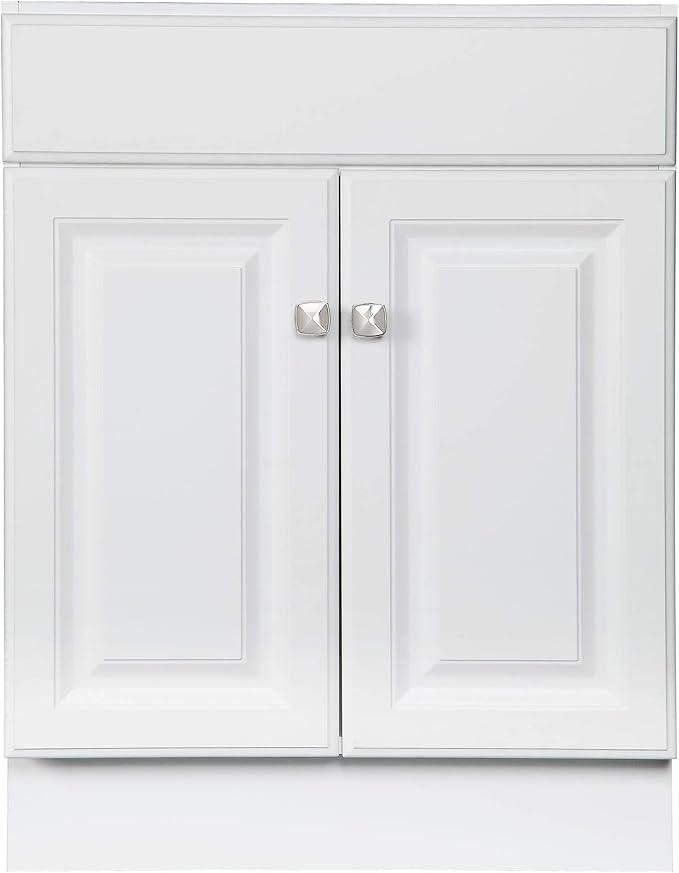 Design House Wyndham Bath Vanity Without Top, 2 Cabinet Doors, for 25-in. x 19-in. Vanity Top, Flush to Floor, Easy Assembly, for Bathroom, White, 18.0 in. L x 24.0 in. W x 31.5 in. H, 597120