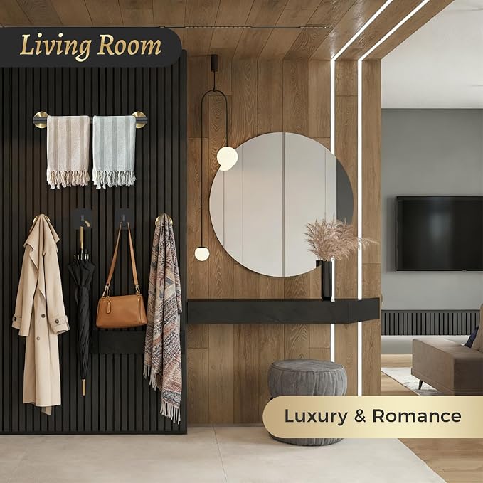 7 Pcs Bathroom Accessories Set, Towel Racks for Bathroom | Black and Gold Bathroom Accessories with Stainless Steel,featuring Bathroom Towel Holder for modern bathroom style.