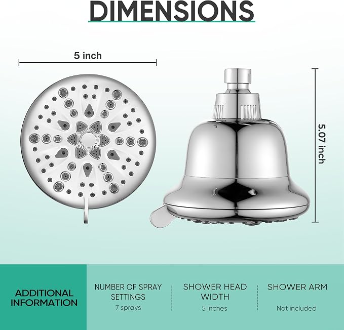 Cobbe Filtered Shower Head, 7 Modes High Pressure Shower Heads Chrome | Shower Head with Filters for Hard Water for Remove Chlorine and Harmful Substances (Luxury Polished Chrome, 5 Inch Round)