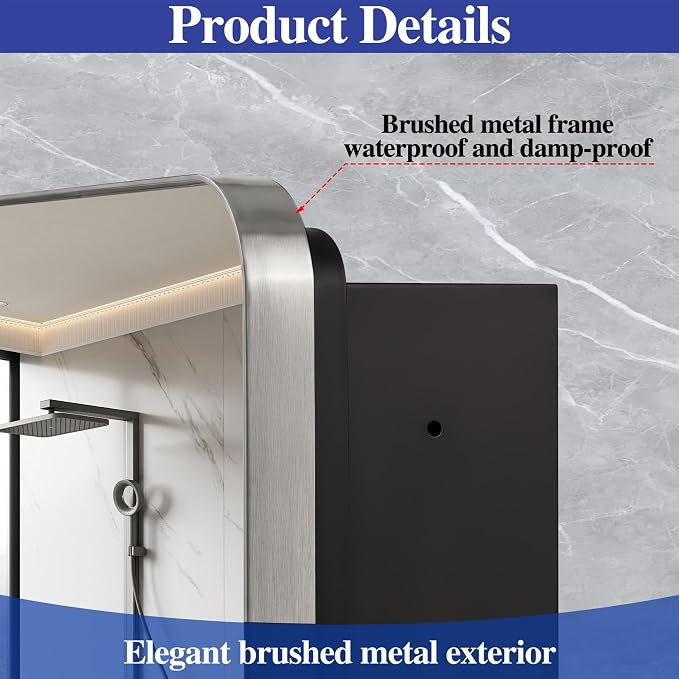 24" x 36" Bathroom Medicine Cabinet with Mirror Door, Brush Silver Stainless Steel Frame, Recessed or Surface Mounted,Storage Cabinet with Adjustable Metal Shelves,Upgraded Version