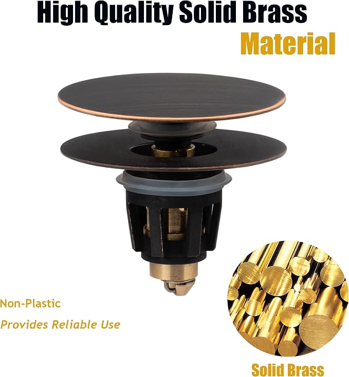 Universal Bathroom Sink Drain Stopper, Fits Most Pop-Up Drains for Vessel Sink Lavatory Vanity, Sink Drain Strainer with Detachable Hair Catcher, Tested by Plumber in US (Oil Rubbed Bronze)