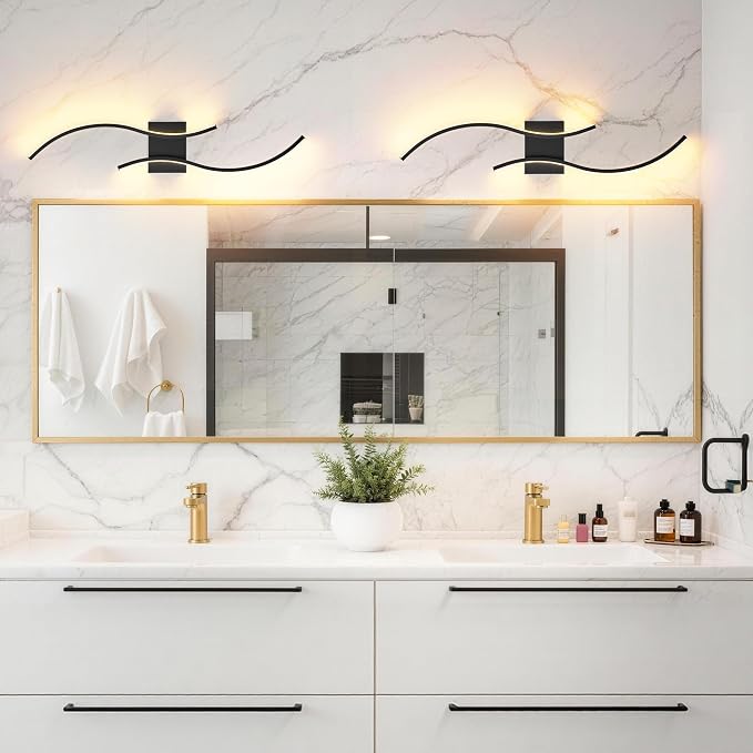 KARTOOSH Hardwired LED Vanity Lights for Bathroom | 2 Pack 31.5 Inch, 3CCT Dimmable, Waterproof, Rustproof, Bathroom Light Fixtures Over Mirror