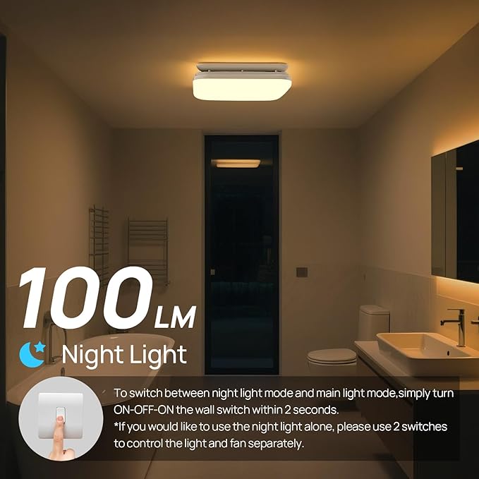 Consciot Bathroom Exhaust Fan with Light, 50 CFM, 1000Lm LED Light | 1.0 Sone Super Quiet, 2700K-5000K 5 Color Selectable & Nightlight, 16W Bath Fan Light Combo
