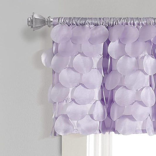 Lush Decor Gigi Valance Curtain Single 70" W x 14" L Lilac - Purple Valances for Windows - Vintage Kitchen Curtains - Glam Decor - Bathroom Valance