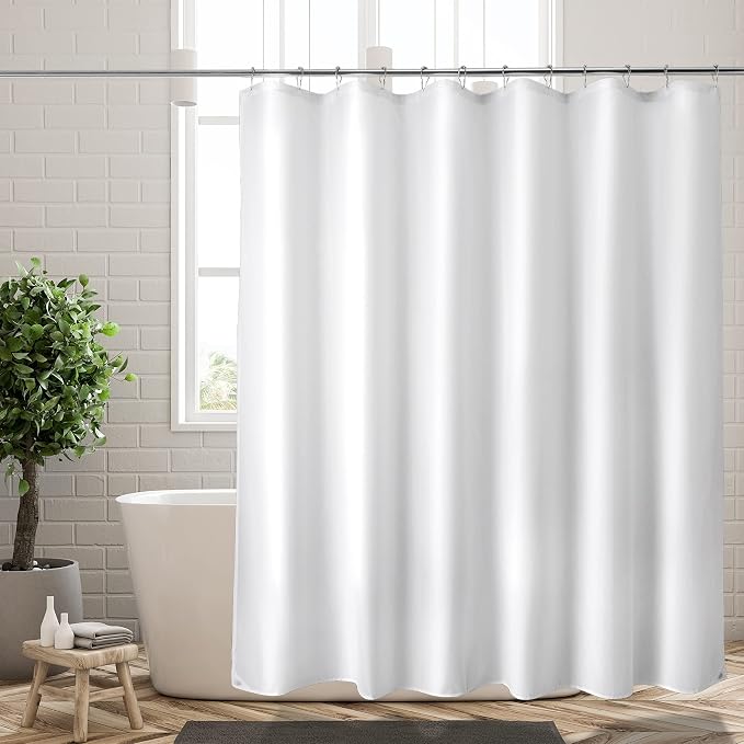 Titanker Waterproof Fabric Shower Curtain Liner Washable, Cloth Shower Liner with Magnets, White Shower Liner Soft Fabric, Lightweight Shower Curtain Liner, 70x72 Inches