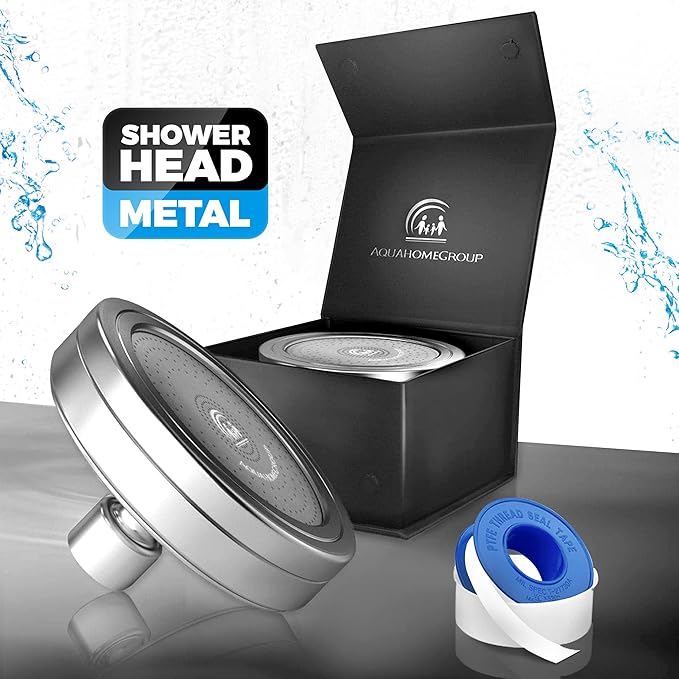 AquaHomeGroup Filtered Shower Head, Chrome, 20+3-Stage, 2 Cartridges | filtered shower head, chrome finish, 20+3-stage filtration, reduces chlorine and odor, high output, wall mounted