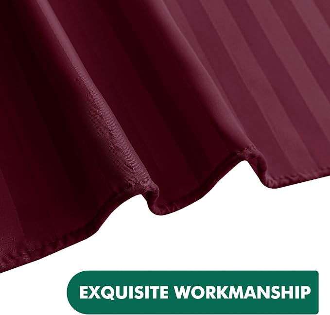 Fabric Shower Curtain Liner 72x72 Inch-Standard Size Cloth Shower Liners | Striped Burgundy Hotel Quality Water Resistant Shower Liners for Bathroom-Machine Washable Polyester Bath Curtain Apartment