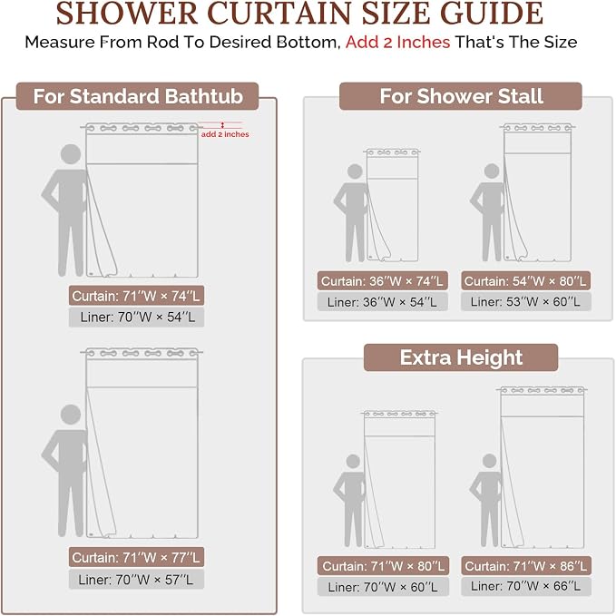 RiverDream Farmhouse No Hook Shower Curtain with Snap-in Liner,Orange,71x74 | Snap on Fabric Liner,Heavy Duty,Quick Dry,Mesh Top Window,With Bottom Magnets,Washable,with Tassels,Standard Size