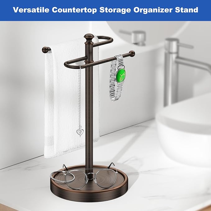 Hand Towel Holder, 304 Stainless Steel Heavy Duty S Shape Hand Towel Stand Free Standing Towel Bar for Bathroom Kitchen Countertop