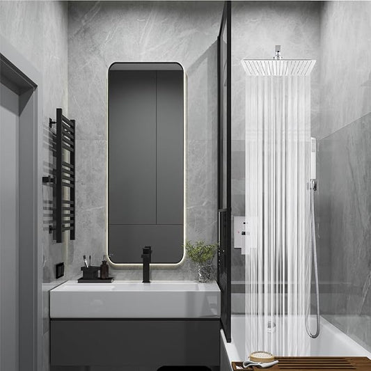 Midanya Shower Faucet Set with Handheld Sprayer,10 Inch,Polish Chrome | Rough-in Shower Valve and Trim Kit Included,Square Rain Head,Wall Mount Shower System,All Metal,Bathroom