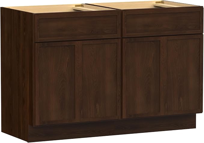 48 Inch Bathroom Vanity Base Only, Double Vanity Cabinet with Soft Closing Door, 2ea 24 inch Cabinet, Without Top,Brown
