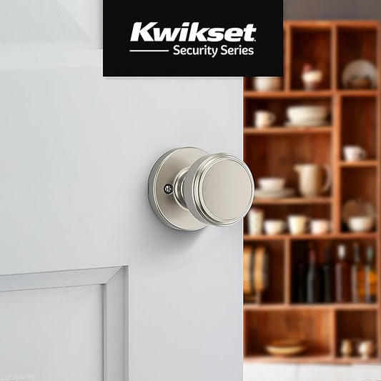 Kwikset Maven Dummy Door Knob, Single Sided Round Handle for Closets, French Double Doors, and Pantry, Satin Nickel Non-Turning Interior Push/Pull Door Knob, with Microban Protection (Pack of 10)