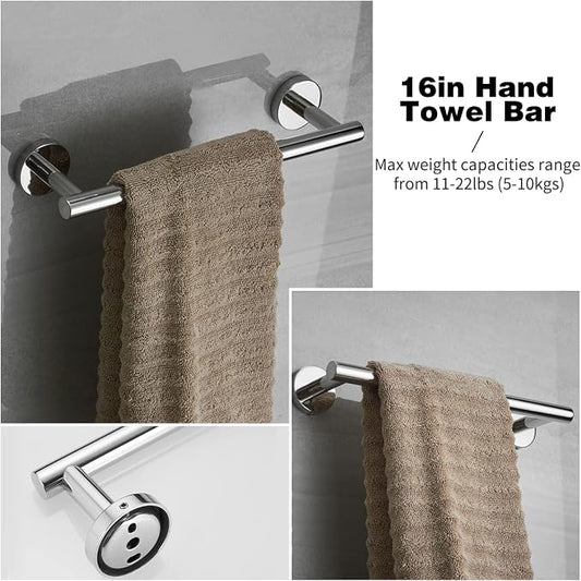 20pcs Brushed Nickel Bathroom Hardware Set | Including 16" Hand Towel Bars, Toilet Paper Holders, Towel Rings, Robe Towel Hooks
