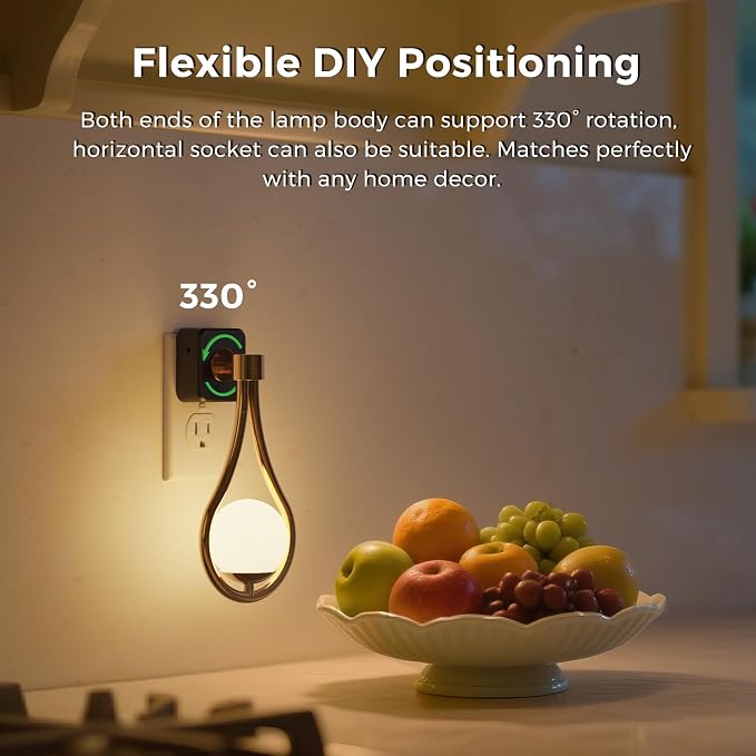 L LOHAS LED Night Lights Plug Into Wall, Dusk to Dawn Sensor | Soft White 3000K Nightlight, 0-100LM Adjustable Brightness 330°Rotating Plug in Night Light Bathroom Hallway Bedroom Stairway