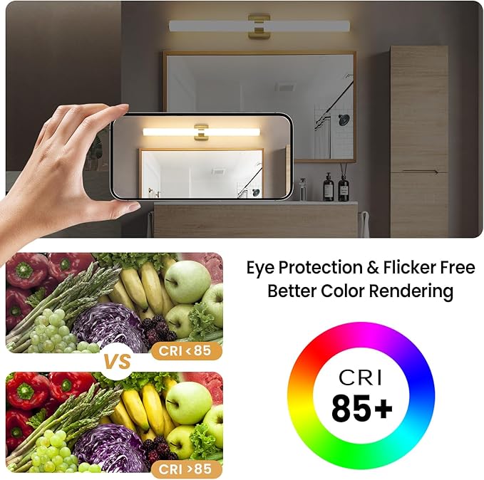 Bathroom Light Fixtures - 39 Inch Gold Bathroom Lights Over Mirror LED Vanity Light with Acrylic Shade, 36W Modern Vanity Lighting Fixtures for Mirror Living Room Gallery 3000K