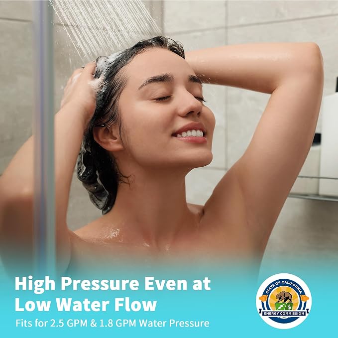 High Pressure Filtered Handheld Shower Head with Hose, Chrome | 80" Long Stainless Steel Hose, ON/OFF Switch for Pets Bath, Filter Beads for Hard Water, Remove Chlorine & Reduce Dry Skin