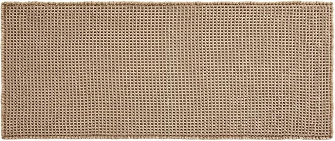 TYUU Waffle Runner Rug Bathroom, Long Boho Bath Mat, 60x24 Beige | Super Absorbent Quick Dry Bath Rug, Non-Slip Backing, Soft Waffle Washable Farmhouse Bathroom Mats, Tub, Shower & Home Decor