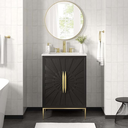 Modway Awaken Bathroom Vanity Cabinet, 24", White Black