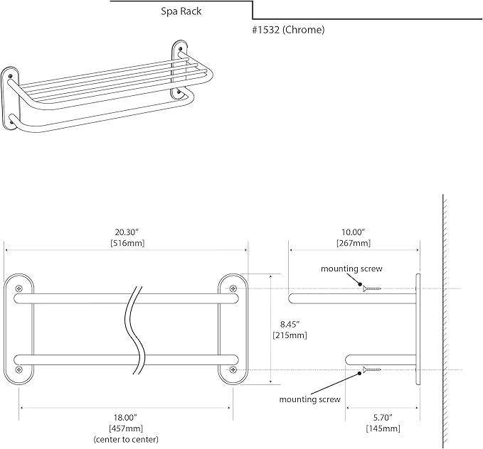 Gatco 1532 18-Inch L Towel Shelf, Chrome