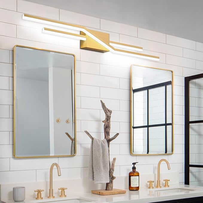 SOLFART Bathroom Lighting Fixtures Over Mirror Dimmable Bronze LED Vanity Lights for Bathroom 40 Inch Wall Lights