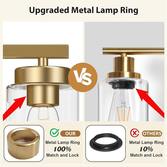 IZORRO Modern Bathroom Light Fixtures, 6 Light Gold Vanity Lights, Bathroom Lightig Fixtures Over Mirror with Clear Glass for Living Room Cabinet
