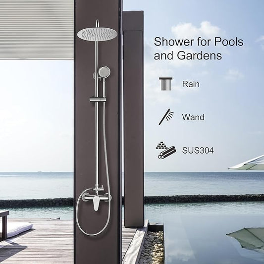 Shower Faucet -Shower System,Shower Faucets Sets Complete - Outdoor Shower Kit/Outdoor Shower Enclosure/Outdoor Shower Fixtures W/ SS304 Shower Head with Handheld High Pressure, Brushed Nickel