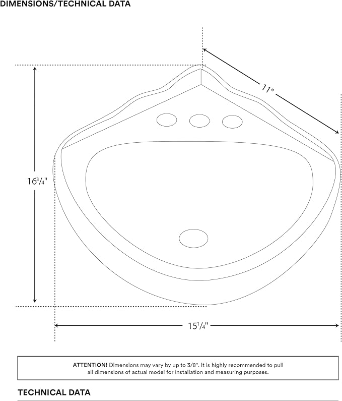 Biscuit Ceramic Wall Hung Corner Sink - Wall Mounted Bathroom Sink with Concealed Round Overflow - 16.5" x 15" Modern Style Small Sink w/Single Faucet Hole