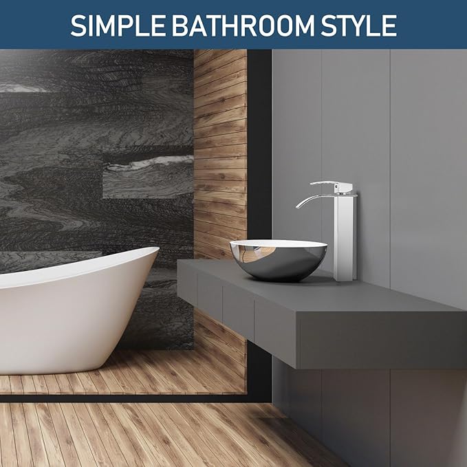 Chrome Vessel Sink Faucet Bathroom Faucets Tall Waterfall Bathroom Bowl Sink Faucet Rv Lavatory Faucet with Supply Hose