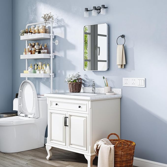 16x24 in Bathroom Medicine Cabinet with Mirror, Matte Silver | Fully Assembled; Recessed or Surface Wall Mount; Metal Cabinet with Tempered Glass Mirror and Two Adjustable Glass Shelves