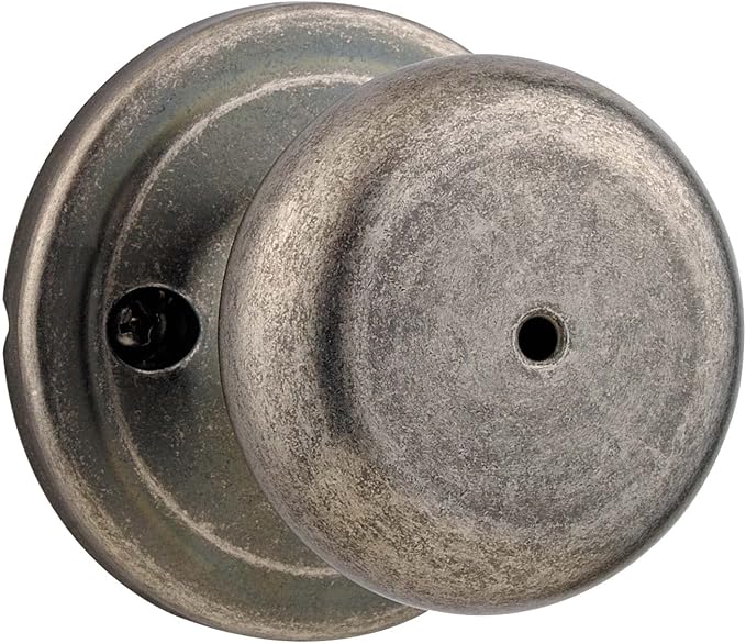 Kwikset Juno Interior Passage Door Knob, Handle For Closet and Hallway Doors, Non-Locking Doorknob in Antique Brass, with Microban Protection