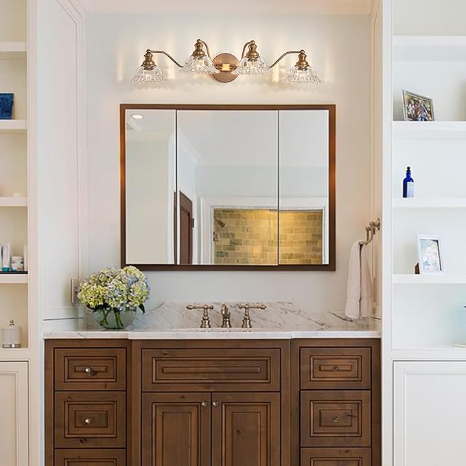 Brass 4 Light Vanity Lights for Bathroom Vanity Light Fixtures Bathroom Light Fixture