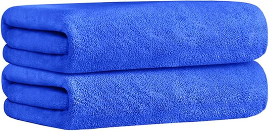 JML Large Bath Towels 30 x 60 Inches, Microfiber Body Towel Set for Adult, 2 Pack - Soft Absorbent, Quick Dry, Perfect for Bathroom,Hotel,Gym, Yoga, Swimming, SPA, Fitness, Sport, Dark Blue