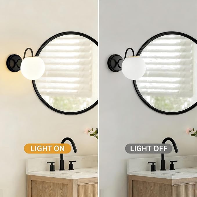 Vintage Matte Black Bathroom Wall Sconces, Include G9 bull, 2-Pack | Vanity Lights For Bathroom With Milk Glass Shade,Medieval Court Style Wall lights For Bedroom,DressingTable,Hallway