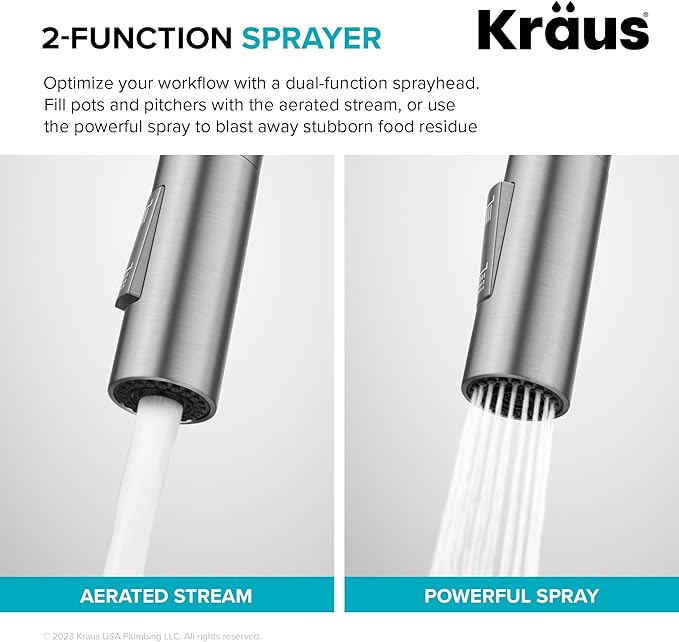 KRAUS Oletto Bridge Kitchen Faucet with Pull-Down Sprayhead in Spot-Free Stainless Steel, KPF-3122SFS