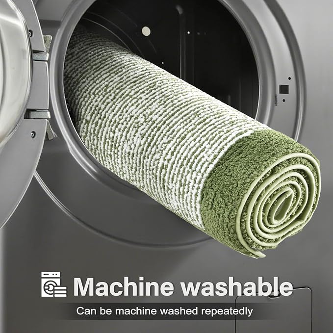 48x24 Long Bathroom Rugs Non Slip Washable,Large Bath Rugs for Bathroom Floor Tub,Soft Absorbent Quick Dry Bath Mats for Shower, Bathtub, Home Decor, Olive Green