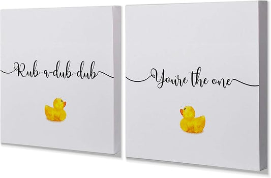 You're The One Rubber Ducky Bathroom Décor Set of 2 Gallery Wrapped Canvas Wall Art