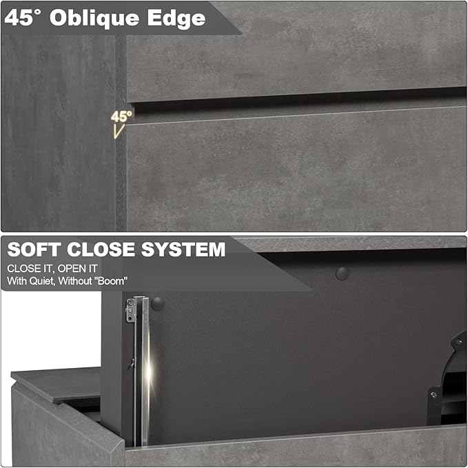 Wall Mounted 42 Inch Bathroom Vanity with Sink, Floating Vanity Bathroom, Single Sink Bathroom Vanity, 2 Drawers, Resin Integrated Sink (Dark Birch)