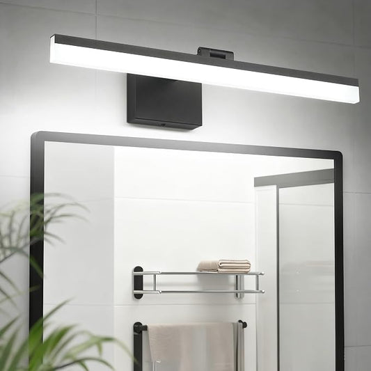 SOLFART Dimmable Black Vanity Light Bar Lighting Fixtures Modern Bathroom Light Fixtures 6000K Rotatable White Aluminum LED Light