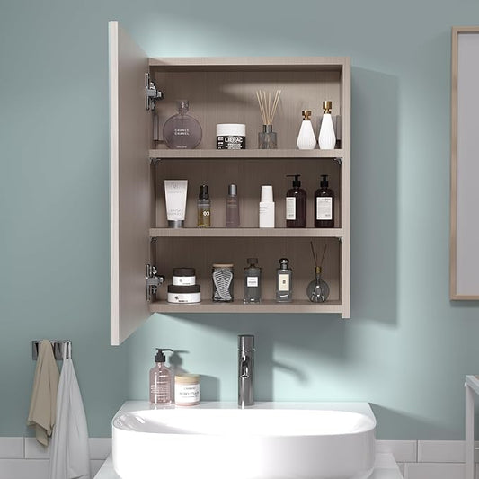 20x16 inch Bathroom Wall Cabinet, Saver Storage Cabinet, Medicine Cabinet with 1 Door and Adjustable Shelves, Grey(Assembly Required)