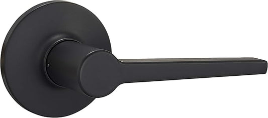 Amazon Basics Manchester Reversible Handed Door Lever, Passage, Keyless, Matte Black, 6-Pack