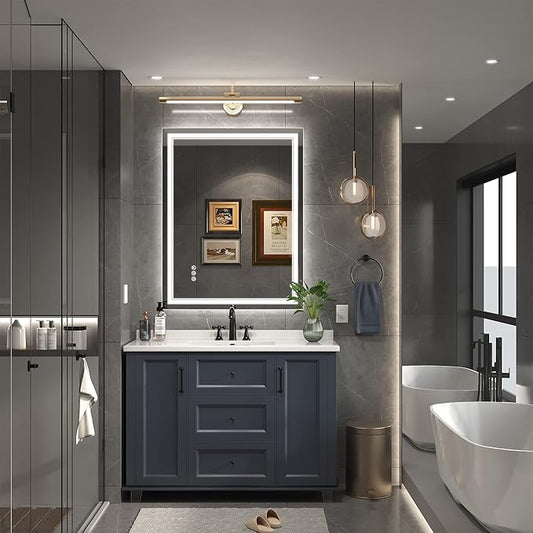 Led Mirror for Bathroom with Front Light and Backlit, Bathroom Mirror with Led Lights, Vanity Mirror with Lights for Wall, Anti-Fog, Dimmable 36" L x 28" W Neutral WhiteοΌfrontlit+Backlit