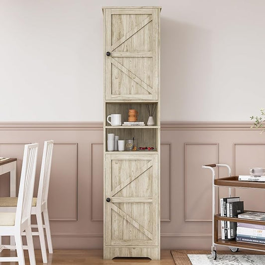 Tall Bathroom Storage Cabinet, Vertical Freestanding Organizer with Adjustable Shelf, Slim Design for Small Bathrooms, Towels & Toiletries Storage Gray