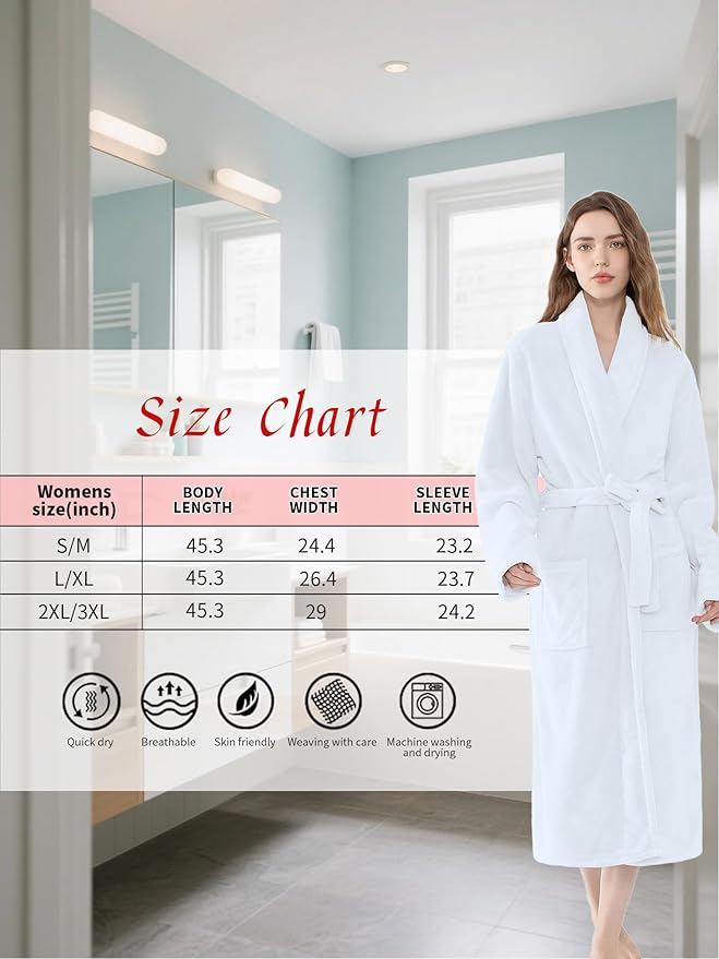 Soft Robe For Women,Warm Plush Bath Robes Female,Spa Towel After Shower Lightweight Long Bathrobe