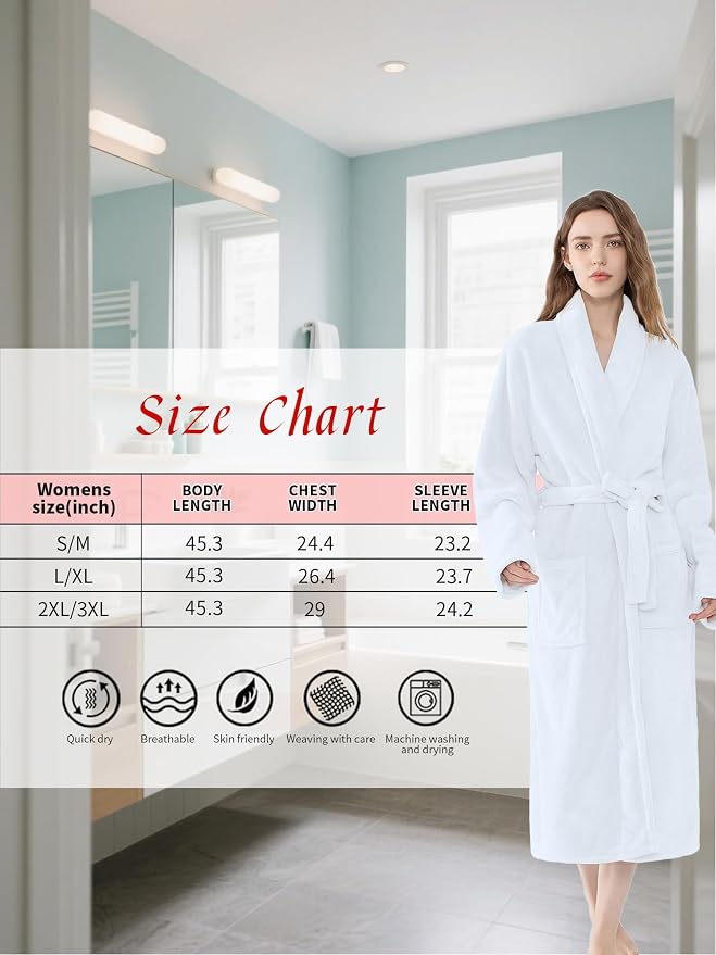 Soft Robe For Women,Warm Plush Bath Robes Female,Spa Towel After Shower Lightweight Long Bathrobe