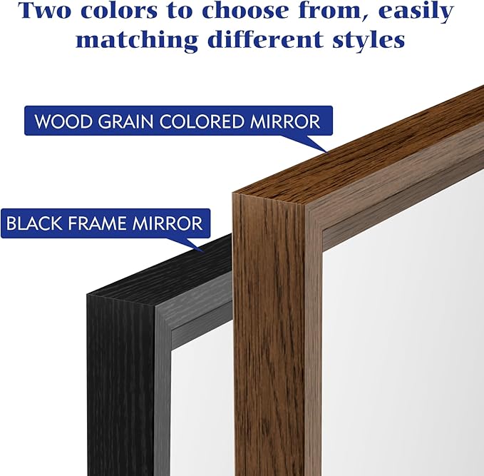 22x30 Inch Bathroom Mirror, Matte Black Framed Rectangle, 4MM Tempered Glass, Anti-Rust, Wall-Mounted Vanity Mirror for Bathroom & Bedroom - Hangs Horizontally or Vertically